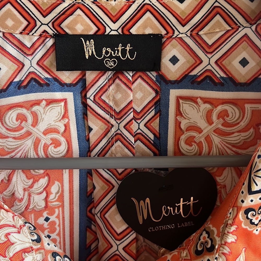 NWT Meritt Dig Deep Down Button Up In Orange Curves. - Picture 10 of 11